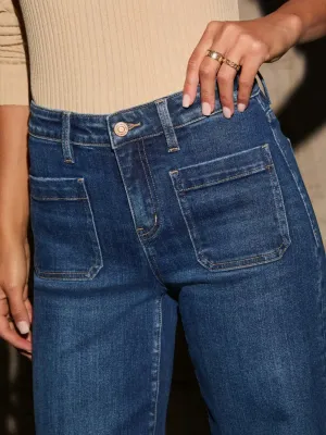 Women's High-Waisted Wide-Leg Dark Blue Jeans — view 3