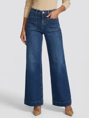 Women's High-Waisted Wide-Leg Dark Blue Jeans — view 4