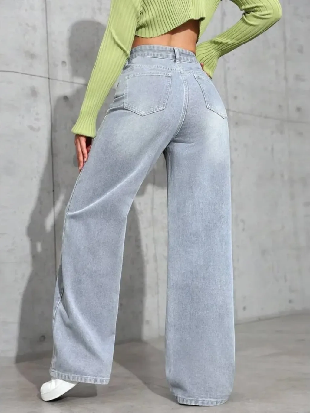 Women's High-Waisted Wide-Leg Light Grey Jeans — a pair designed to be worn everywhere