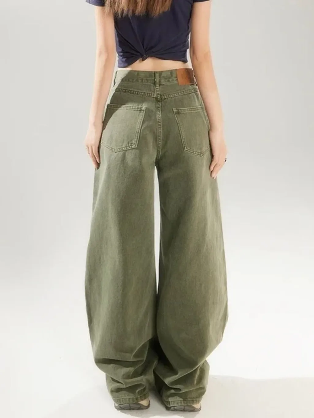 Women's Khaki Green Baggy Jeans — endless ways to style it