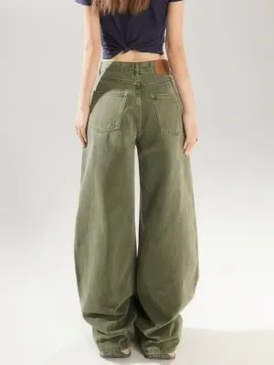 Women's Khaki Green Baggy Jeans — view 4