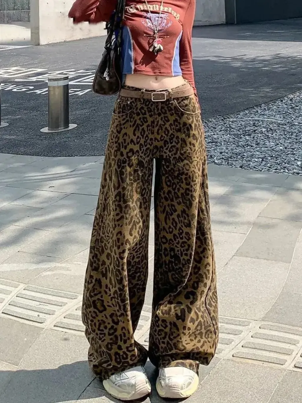 Women's Khaki Wide-Leg Jeans, Leopard Print — endless ways to style it