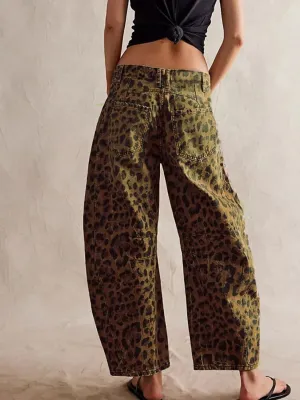 Women's Leopard Print Barrel Jeans — view 3