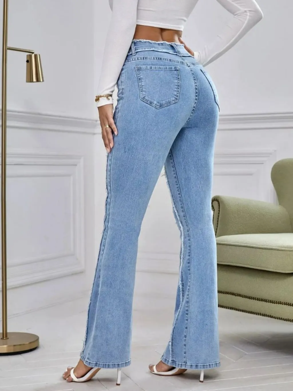 Women's Light Blue Frayed Vintage Jeans — a pair designed to be worn everywhere