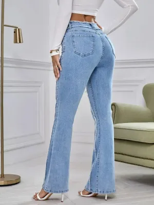 Women's Light Blue Frayed Vintage Jeans — view 2