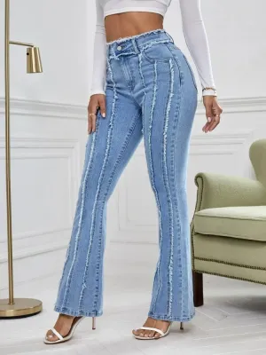 Women's Light Blue Frayed Vintage Jeans — view 4