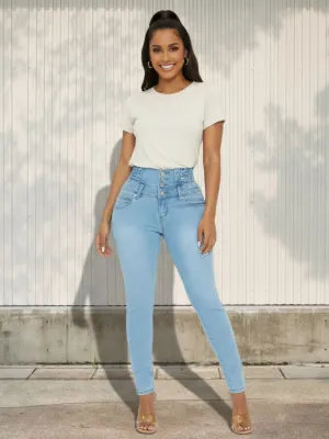 Women's Light Blue High-Waisted Push-Up Jeans — view 1