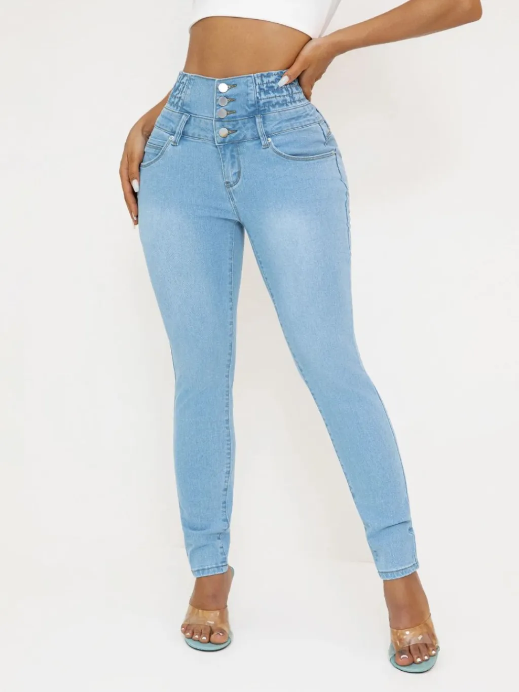Women's Light Blue High-Waisted Push-Up Jeans — a pair designed to be worn everywhere