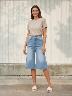 Women's Light Blue Loose Cropped Jeans — view 1