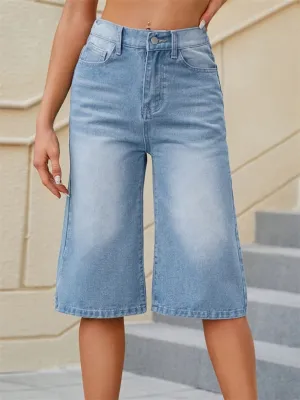 Women's Light Blue Loose Cropped Jeans — view 3