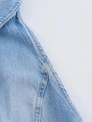 Women's Light Blue Open-Back Denim Jumpsuit — view 7