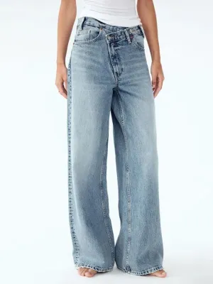 Women's Light Blue Skate Jeans with Asymmetric Fly — view 2
