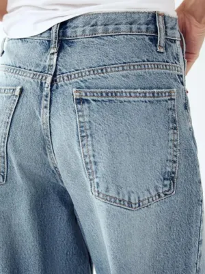 Women's Light Blue Skate Jeans with Asymmetric Fly — view 4