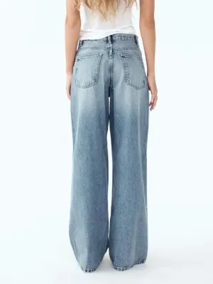 Women's Light Blue Skate Jeans with Asymmetric Fly — view 5