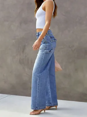 Women's Light Blue Utility Straight-Leg Jeans — view 5