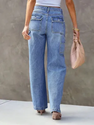 Women's Light Blue Utility Straight-Leg Jeans — view 6