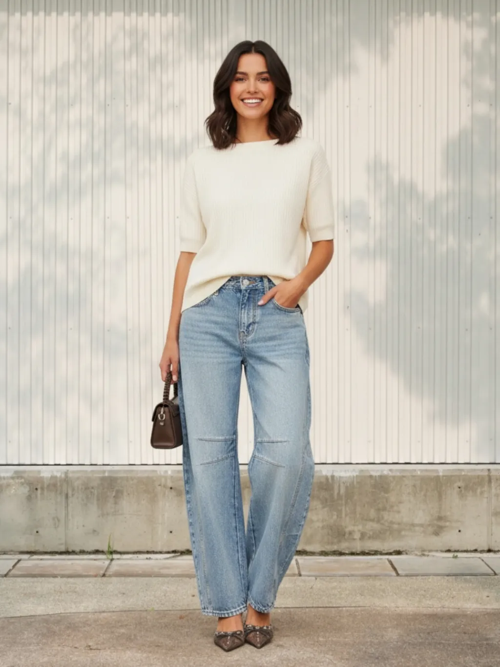 Women's Light Blue Washed Balloon Jeans