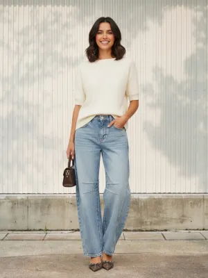 Women's Light Blue Washed Balloon Jeans — view 1