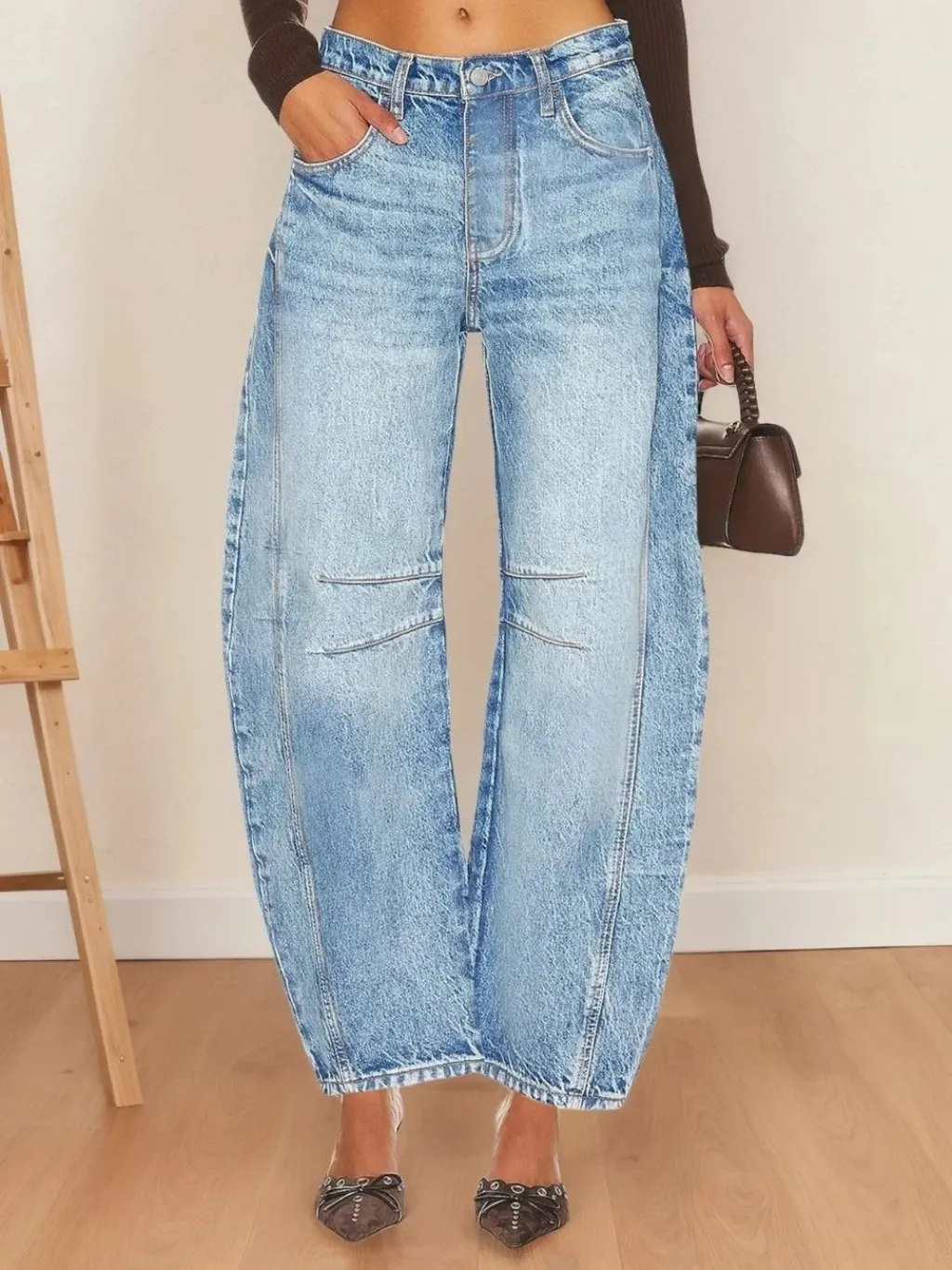Women's Light Blue Washed Balloon Jeans — a pair designed to be worn everywhere