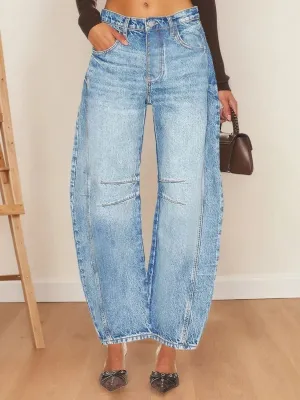 Women's Light Blue Washed Balloon Jeans — view 2