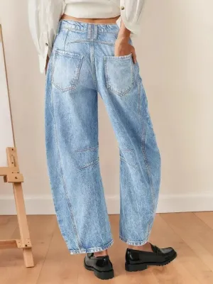 Women's Light Blue Washed Balloon Jeans — view 3