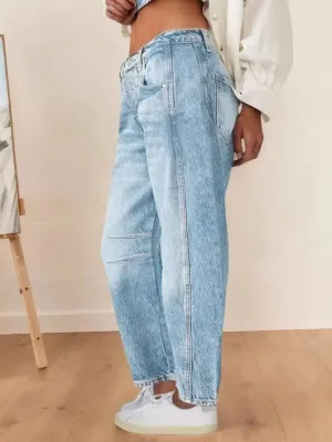 Women's Light Blue Washed Balloon Jeans — view 4
