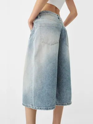 Women's Light Blue Washed Loose Cropped Jeans — view 4