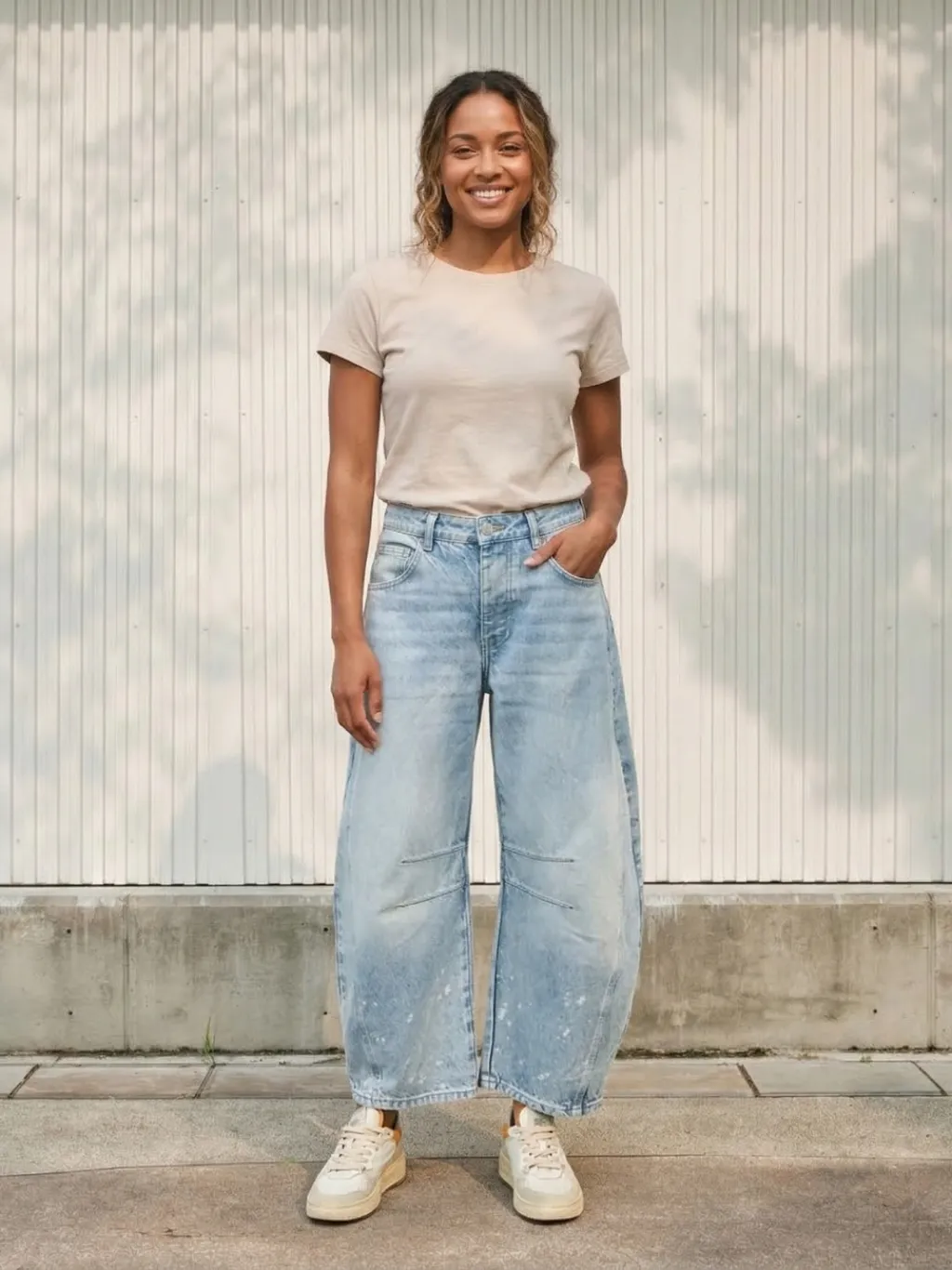Woman wearing denim jeans and jacket