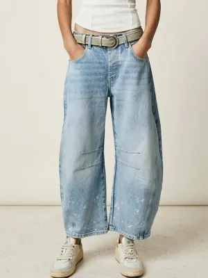Women's Light Blue Washed Vintage Barrel Jeans — view 2