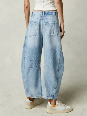 Women's Light Blue Washed Vintage Barrel Jeans — view 3