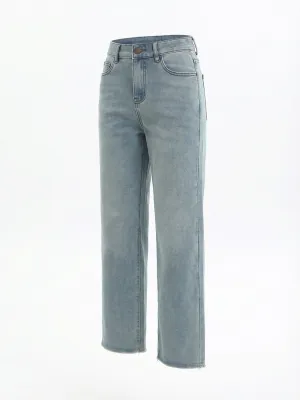 Women's Light Blue High-Waisted Wide-Leg 7/8 Jeans — view 3