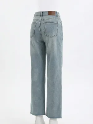 Women's Light Blue High-Waisted Wide-Leg 7/8 Jeans — view 4