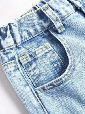 Women's Light Blue Wide-Leg Jeans with Cherry & Bow Embroidery — view 5