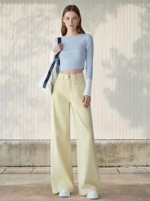 Women's Light Yellow Palazzo Wide-Leg Jeans — view 1
