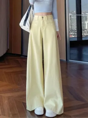 Women's Light Yellow Palazzo Wide-Leg Jeans — view 2