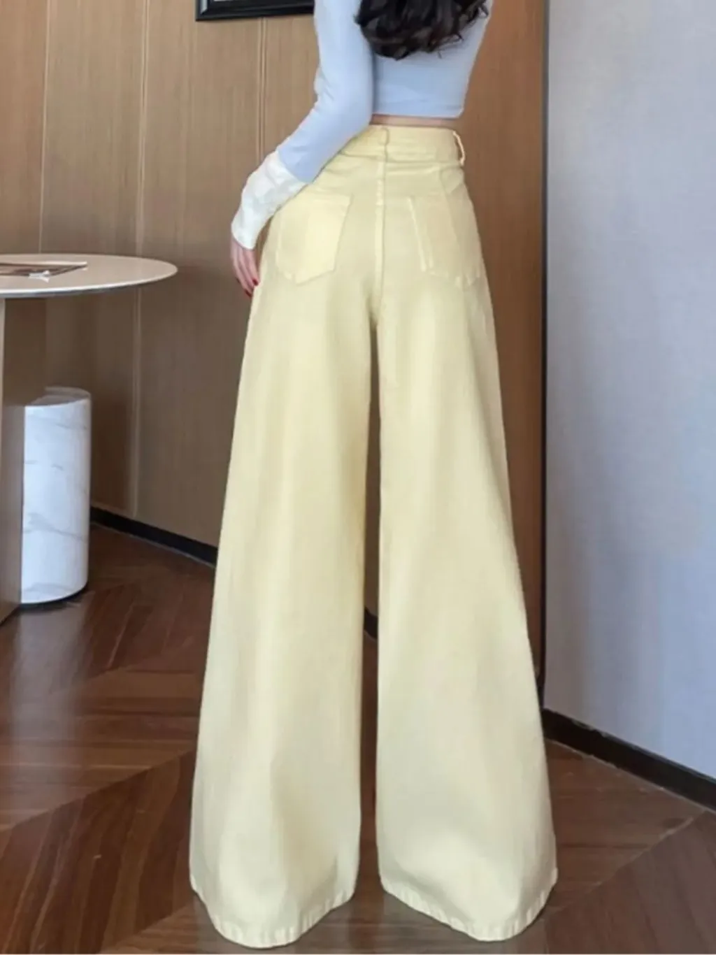 Women's Light Yellow Palazzo Wide-Leg Jeans — endless ways to style it