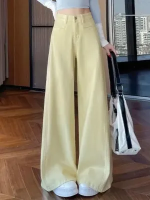 Women's Light Yellow Palazzo Wide-Leg Jeans — view 5