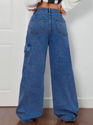 Women's Loose Cargo Jeans with Decorative Ties — view 4