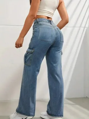 Women's Loose Light Denim Cargo Jeans — view 2