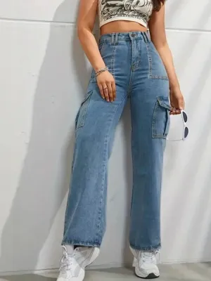 Women's Loose Light Denim Cargo Jeans — view 3
