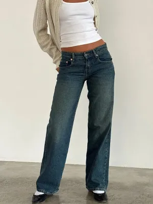 Women's Loose Low-Rise Straight-Leg Jeans — view 2