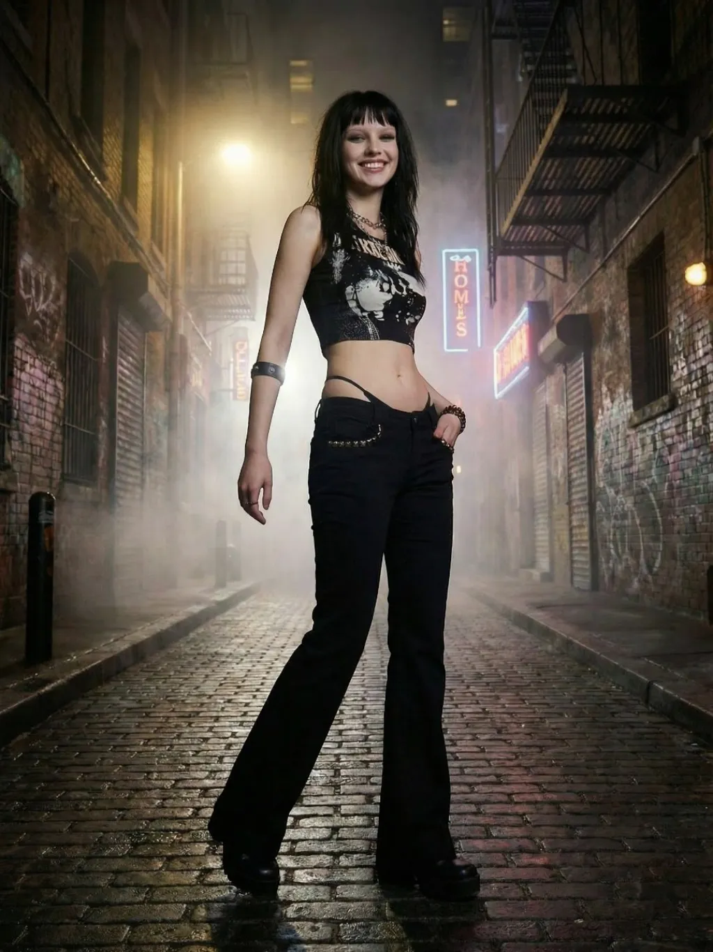 Women's Low-Rise Black Flare Jeans with Gothic Studs — a pair designed to be worn everywhere