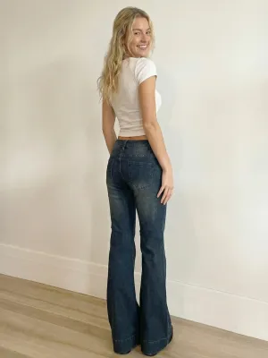Women's Low-Rise Flare Jeans Washed Worn Y2K — view 5