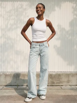 Women's Low-Rise Wide-Leg Light Blue Washed Vintage Jeans — view 1