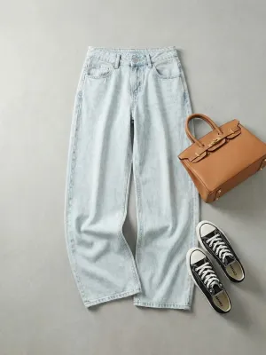 Women's Low-Rise Wide-Leg Light Blue Washed Vintage Jeans — view 3