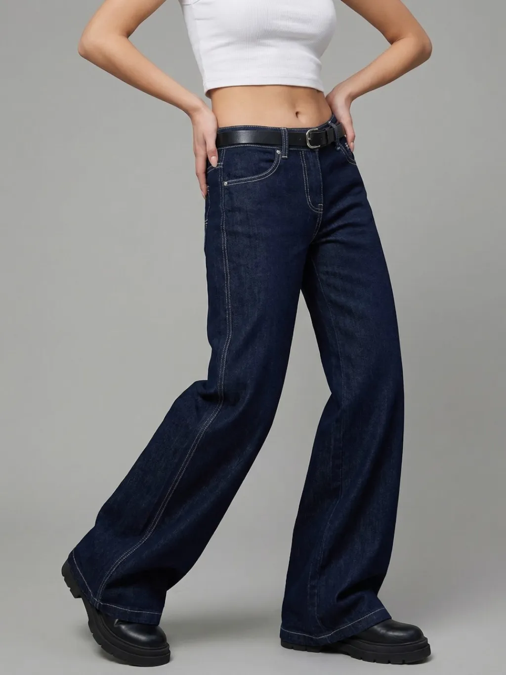 Women's Low-Rise Wide-Leg Raw Denim Jeans Y2K — quality denim, made to last