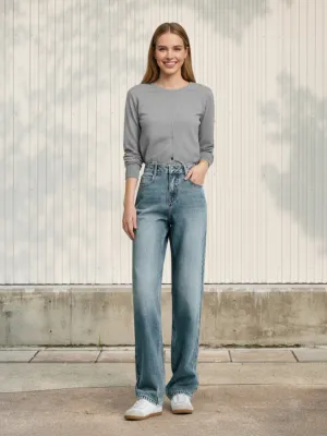 Women's Mid Blue Washed Regular Fit Jeans — view 1