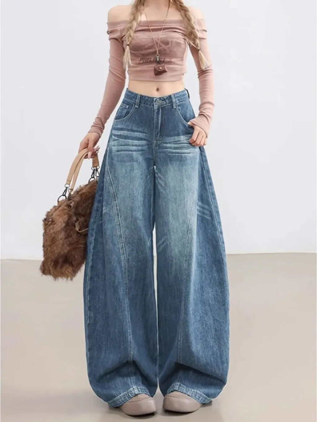 Women's Oversized Skate Jeans with Graphic Stitching — a pair designed to be worn everywhere