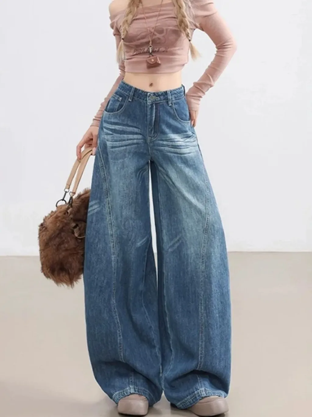 Women's Oversized Skate Jeans with Graphic Stitching — quality denim, made to last