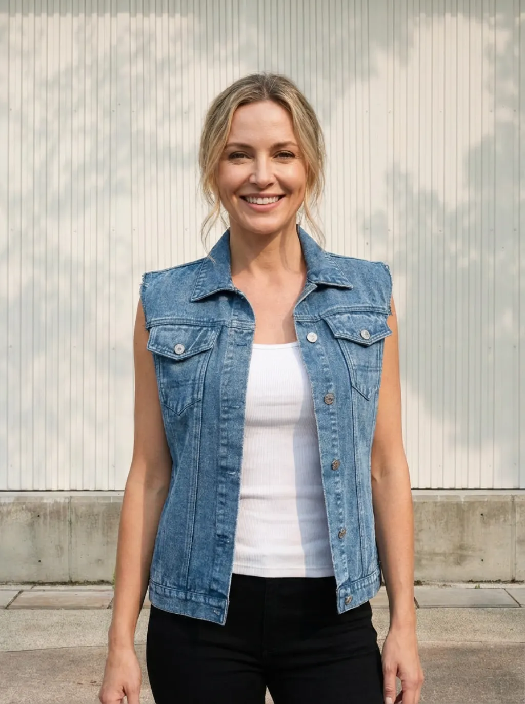 Women's Oversized Sleeveless Denim Jacket